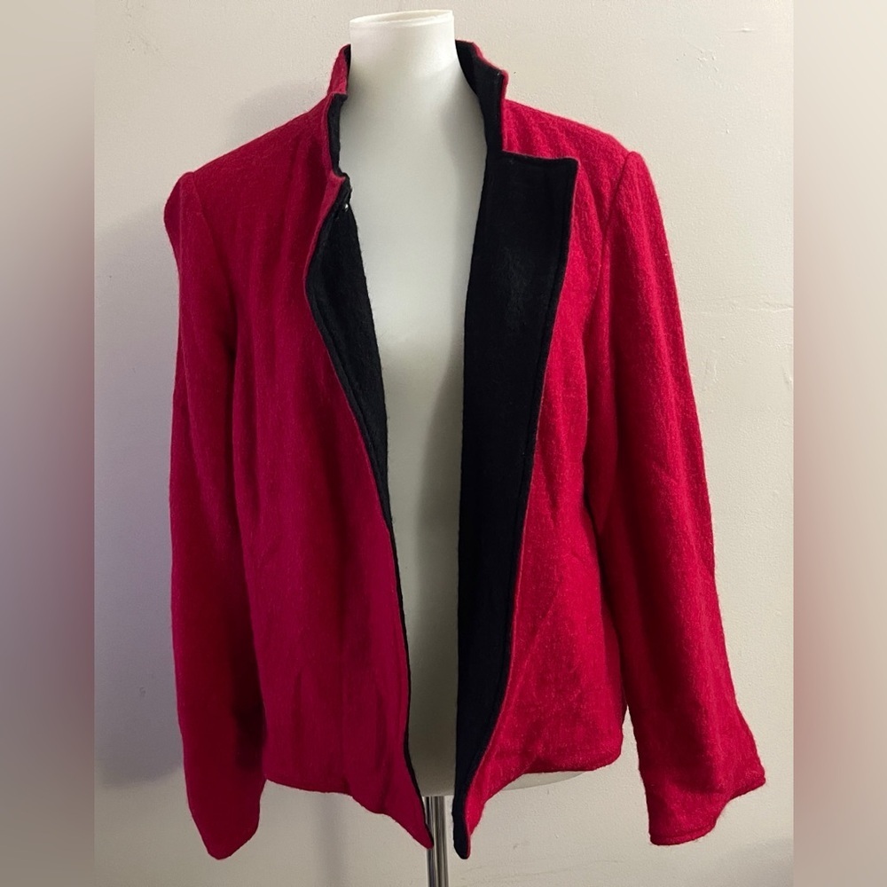 Chico's Red Wool Women's Blazer Holiday Workwear Office Fall Winter